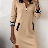 Chic | Lange Mouwen Katoenen Jurk