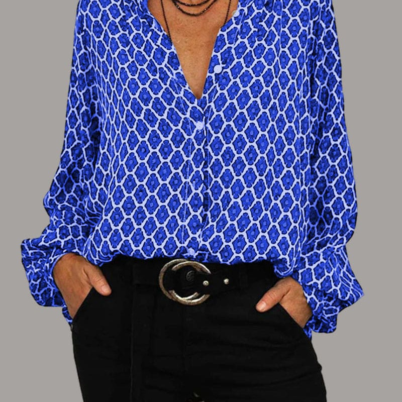 Relaxed V-Hals Midi-Shirt
