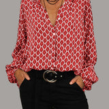 Relaxed V-Hals Midi-Shirt
