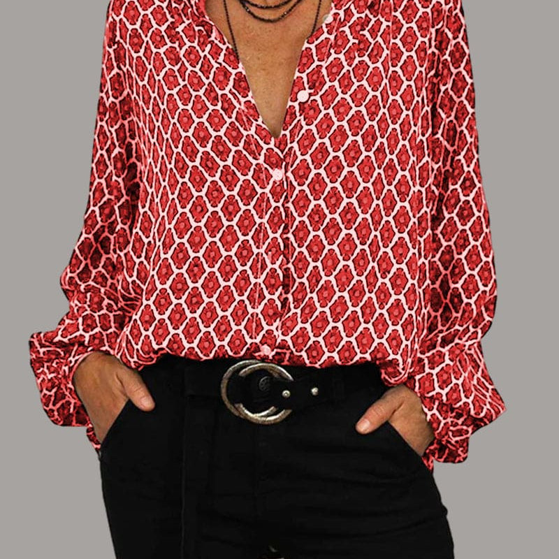 Relaxed V-Hals Midi-Shirt